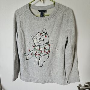 Christmas Kitty/cat With Lights Sweater